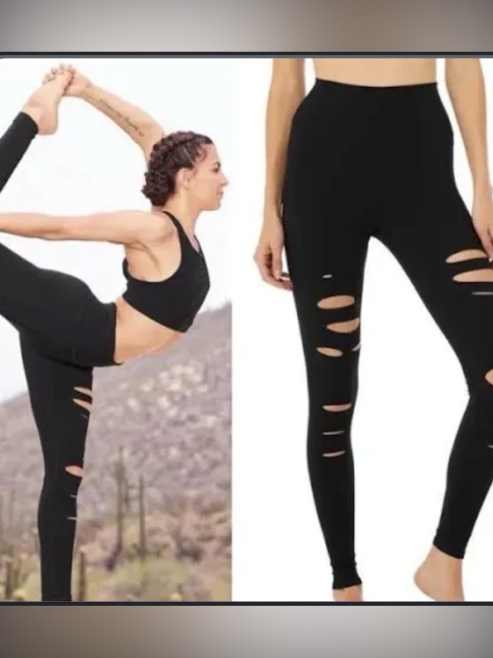 Black High-Waist Ripped Leggings